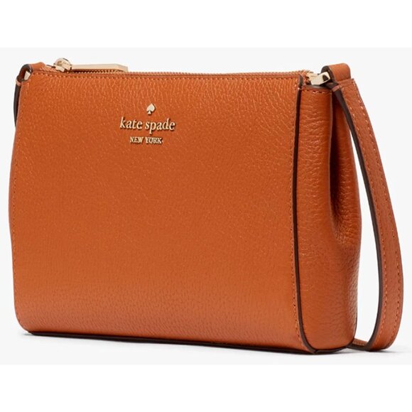 S Kate Spade Leila Top Zip Crossbody Bag Brown Pebbled Leather Purse KG463 NWT - Picture 3 of 9
